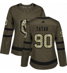 Womens Adidas Vegas Golden Knights 90 Tomas Tatar Authentic Green Salute to Service NHL Jersey 