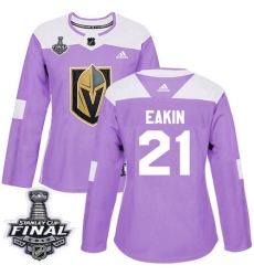 womens cody eakin vegas golden knights jersey purple adidas 21 nhl 2018 stanley cup final authentic fights cancer practice