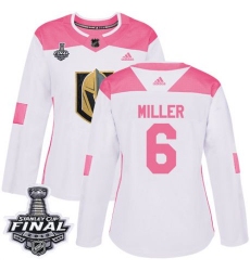 womens colin miller vegas golden knights jersey white pink adidas 6 nhl 2018 stanley cup final authentic fashion