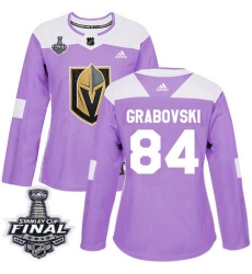 womens mikhail grabovski vegas golden knights jersey purple adidas 84 nhl 2018 stanley cup final authentic fights cancer practice