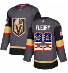 Youth Adidas Vegas Golden Knights 29 Marc Andre Fleury Authentic Gray USA Flag Fashion NHL Jersey 