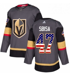 Youth Adidas Vegas Golden Knights 47 Luca Sbisa Authentic Gray USA Flag Fashion NHL Jersey 