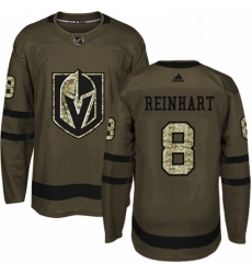Youth Adidas Vegas Golden Knights 8 Griffin Reinhart Authentic Green Salute to Service NHL Jersey 