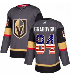 Youth Adidas Vegas Golden Knights 84 Mikhail Grabovski Authentic Gray USA Flag Fashion NHL Jersey 