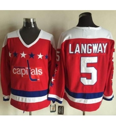 Capitals #5 Rod Langway Red Alternate CCM Throwback Stitched NHL Jersey