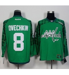 Capitals #8 Alex Ovechkin Green St  Patricks Day New Stitched NHL Jersey