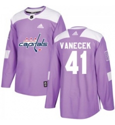 Men Washington Capitals 41 Vitek Vanecek Adidas Authentic Fights Cancer Practice Jersey   Purple