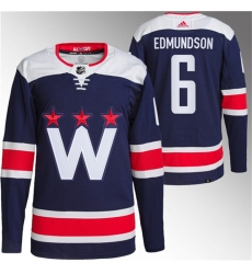 Men Washington Capitals 6 Joel Edmundson Navy Stitched Jersey