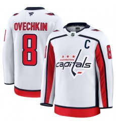 Men Washington Capitals 8 Alexander Ovechkin White 2024 25 Away Stitched Hockey Jersey