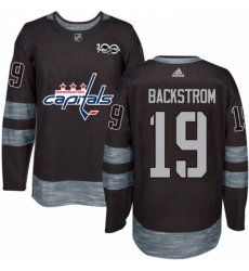 Mens Adidas Washington Capitals 19 Nicklas Backstrom Authentic Black 1917 2017 100th Anniversary NHL Jersey 