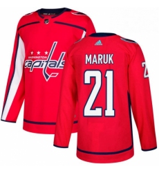 Mens Adidas Washington Capitals 21 Dennis Maruk Authentic Red Home NHL Jersey 