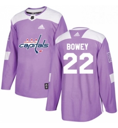 Mens Adidas Washington Capitals 22 Madison Bowey Authentic Purple Fights Cancer Practice NHL Jersey 