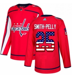 Mens Adidas Washington Capitals 25 Devante Smith Pelly Authentic Red USA Flag Fashion NHL Jersey 