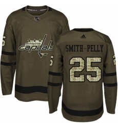 Mens Adidas Washington Capitals 25 Devante Smith Pelly Premier Green Salute to Service NHL Jersey 