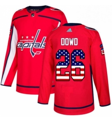 Mens Adidas Washington Capitals 26 Nic Dowd Authentic Red USA Flag Fashion NHL Jersey 