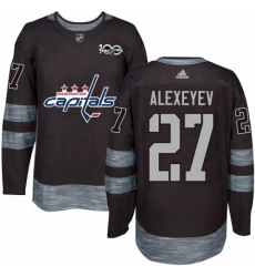 Mens Adidas Washington Capitals 27 Alexander Alexeyev Authentic Black 1917 2017 100th Anniversary NHL Jerse