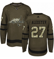 Mens Adidas Washington Capitals 27 Alexander Alexeyev Authentic Green Salute to Service NHL Jerse