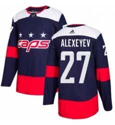 Mens Adidas Washington Capitals 27 Alexander Alexeyev Authentic Navy Blue 2018 Stadium Series NHL Jerse