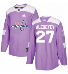 Mens Adidas Washington Capitals 27 Alexander Alexeyev Authentic Purple Fights Cancer Practice NHL Jerse