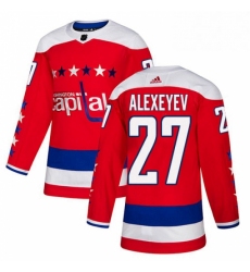 Mens Adidas Washington Capitals 27 Alexander Alexeyev Authentic Red Alternate NHL Jersey 