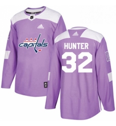 Mens Adidas Washington Capitals 32 Dale Hunter Authentic Purple Fights Cancer Practice NHL Jersey 