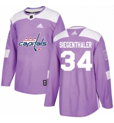 Mens Adidas Washington Capitals 34 Jonas Siegenthaler Authentic Purple Fights Cancer Practice NHL Jersey 