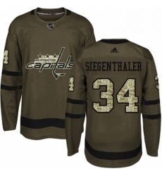 Mens Adidas Washington Capitals 34 Jonas Siegenthaler Premier Green Salute to Service NHL Jersey 