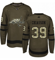Mens Adidas Washington Capitals 39 Alex Chiasson Authentic Green Salute to Service NHL Jersey 