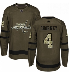 Mens Adidas Washington Capitals 4 Taylor Chorney Premier Green Salute to Service NHL Jersey 