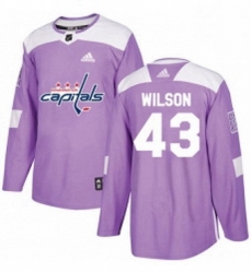 Mens Adidas Washington Capitals 43 Tom Wilson Authentic Purple Fights Cancer Practice NHL Jersey 