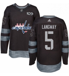 Mens Adidas Washington Capitals 5 Rod Langway Authentic Black 1917 2017 100th Anniversary NHL Jersey 
