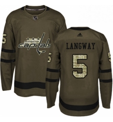 Mens Adidas Washington Capitals 5 Rod Langway Authentic Green Salute to Service NHL Jersey 