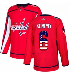 Mens Adidas Washington Capitals 6 Michal Kempny Authentic Red USA Flag Fashion NHL Jerse