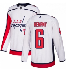 Mens Adidas Washington Capitals 6 Michal Kempny Authentic White Away NHL Jersey 