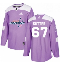 Mens Adidas Washington Capitals 67 Riley Sutter Authentic Purple Fights Cancer Practice NHL Jersey 