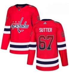 Mens Adidas Washington Capitals 67 Riley Sutter Authentic Red Drift Fashion NHL Jersey 