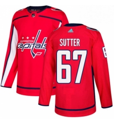 Mens Adidas Washington Capitals 67 Riley Sutter Authentic Red Home NHL Jerse