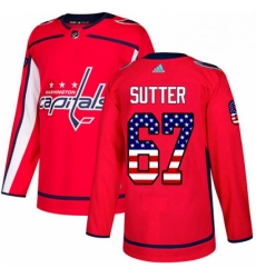Mens Adidas Washington Capitals 67 Riley Sutter Authentic Red USA Flag Fashion NHL Jerse