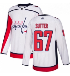 Mens Adidas Washington Capitals 67 Riley Sutter Authentic White Away NHL Jersey 