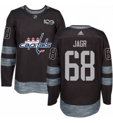 Mens Adidas Washington Capitals 68 Jaromir Jagr Authentic Black 1917 2017 100th Anniversary NHL Jersey 