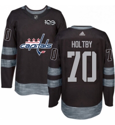 Mens Adidas Washington Capitals 70 Braden Holtby Authentic Black 1917 2017 100th Anniversary NHL Jersey 