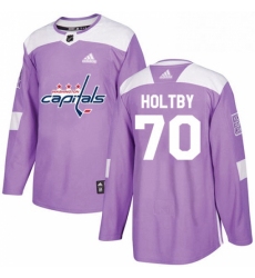 Mens Adidas Washington Capitals 70 Braden Holtby Authentic Purple Fights Cancer Practice NHL Jersey 