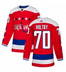 Mens Adidas Washington Capitals 70 Braden Holtby Authentic Red Alternate NHL Jersey 