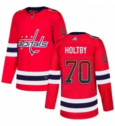Mens Adidas Washington Capitals 70 Braden Holtby Authentic Red Drift Fashion NHL Jersey 