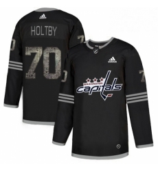 Mens Adidas Washington Capitals 70 Braden Holtby Black 1 Authentic Classic Stitched NHL Jersey 