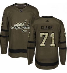 Mens Adidas Washington Capitals 71 Kody Clark Authentic Green Salute to Service NHL Jerse
