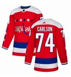 Mens Adidas Washington Capitals 74 John Carlson Authentic Red Alternate NHL Jersey 