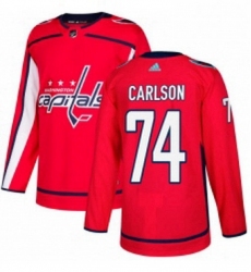 Mens Adidas Washington Capitals 74 John Carlson Authentic Red Home NHL Jersey 