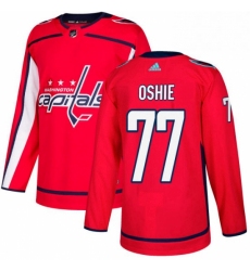 Mens Adidas Washington Capitals 77 TJ Oshie Authentic Red Home NHL Jersey 