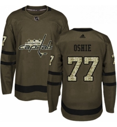 Mens Adidas Washington Capitals 77 TJ Oshie Premier Green Salute to Service NHL Jersey 